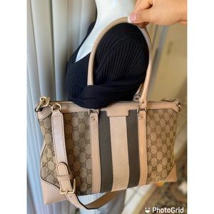 💢RARE 💢 PRISTINE CONDITION Large Gucci Modded Supreme Stripe Shoulder Bag